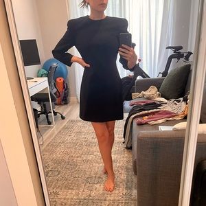 Zara long sleeve black mini dress with shoulder pads XS